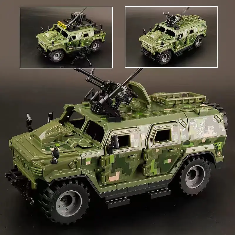 Military Building Block Toy Off-Road Armored Vehicle Car Model Assault Soldier Special Force SWAT Police Weapons Assemble Toys