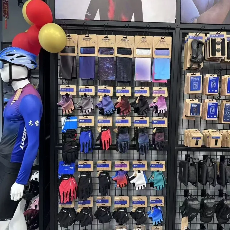 Bicycle store product accessories display stand, wall mesh accessories rack, car store helmet hanger product display stand