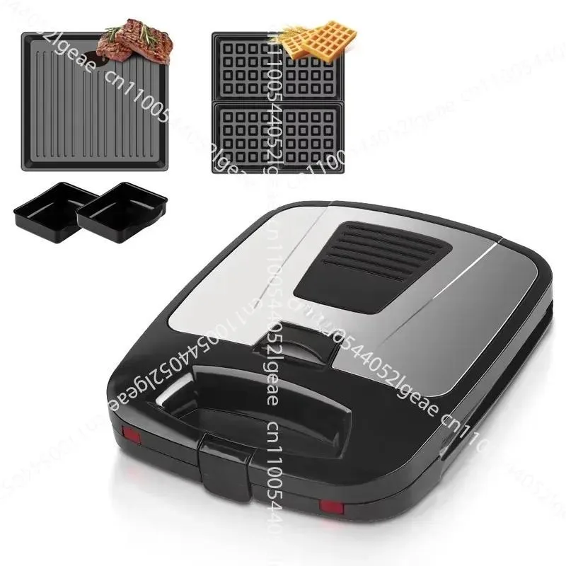 2-in-1 Interchangeable Non-stick Coated Baking Pan 4 Pieces Waffle/grill, Sandwich/grill