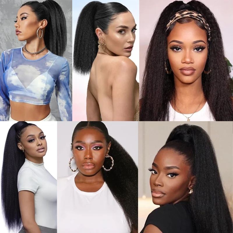 12-дюймовый кудрявый хвостик для наращивания волос, синтетический зажим для когтей, черный хвост яки