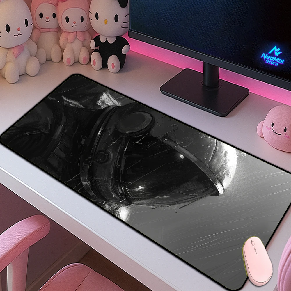 Muismat Astronaut Zwarte Muismat Helm Computer Bureaumat Zwarte Desktop Mat Grote Pc Set Up Accessoires Gaming Muismatten