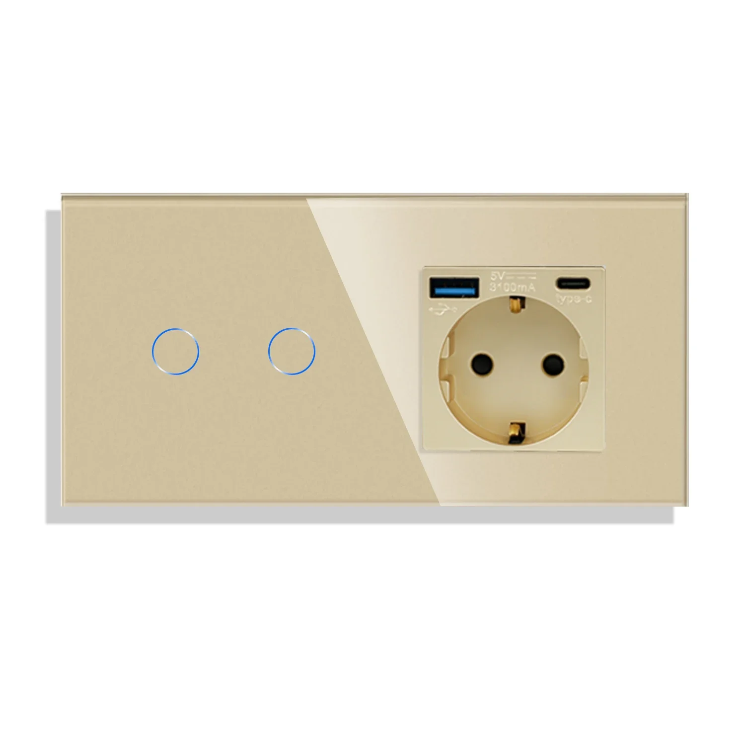 Bingoelec Touch Switch goud en stopcontacten met kristallen glazen paneel Home Improvement