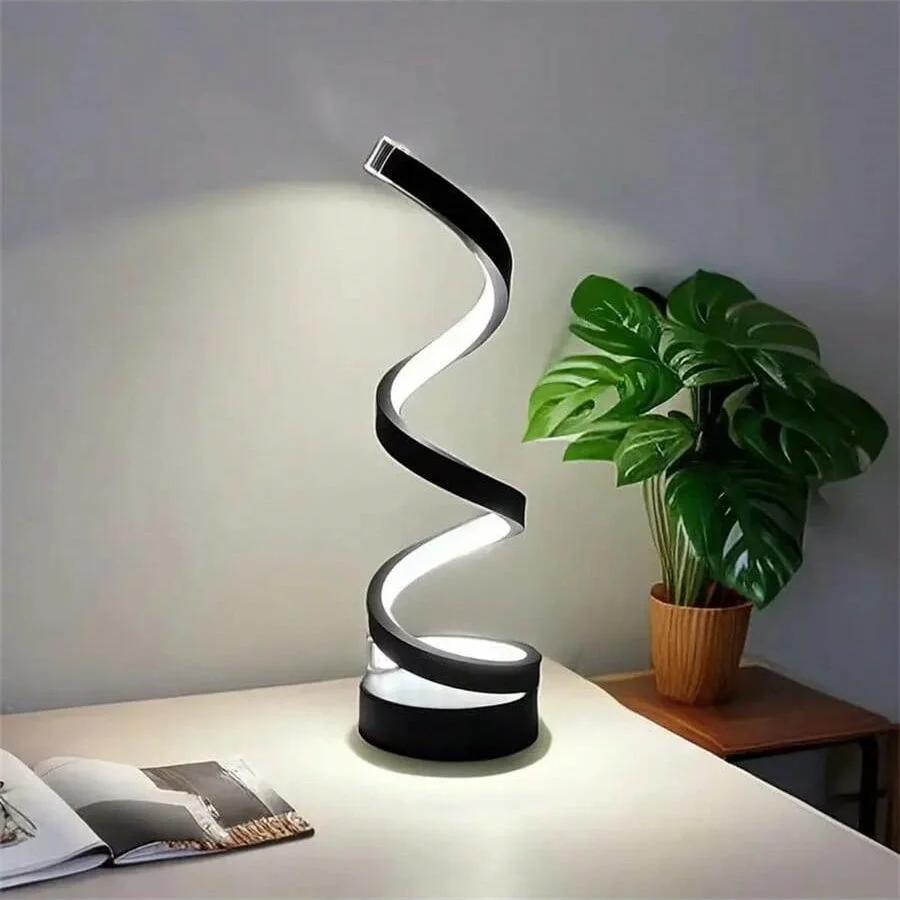 1pcs bedroom bedside lamp - 3-way dimmable touch light USB power supply, modern simple dimmable spiral bedside lamp