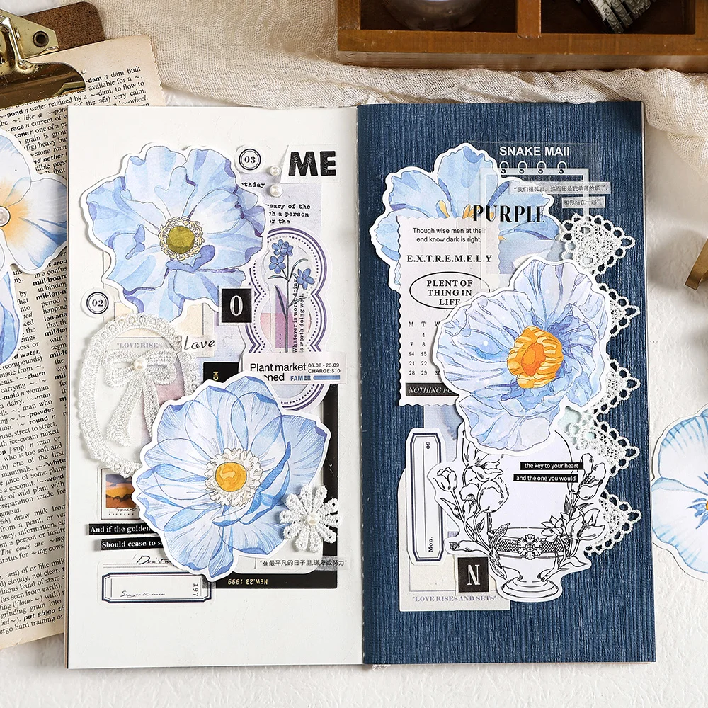 Quatro Sazonal Flower Language Series Memo Pad, papel retro, papel de mensagem, 8 Pacotes por lote