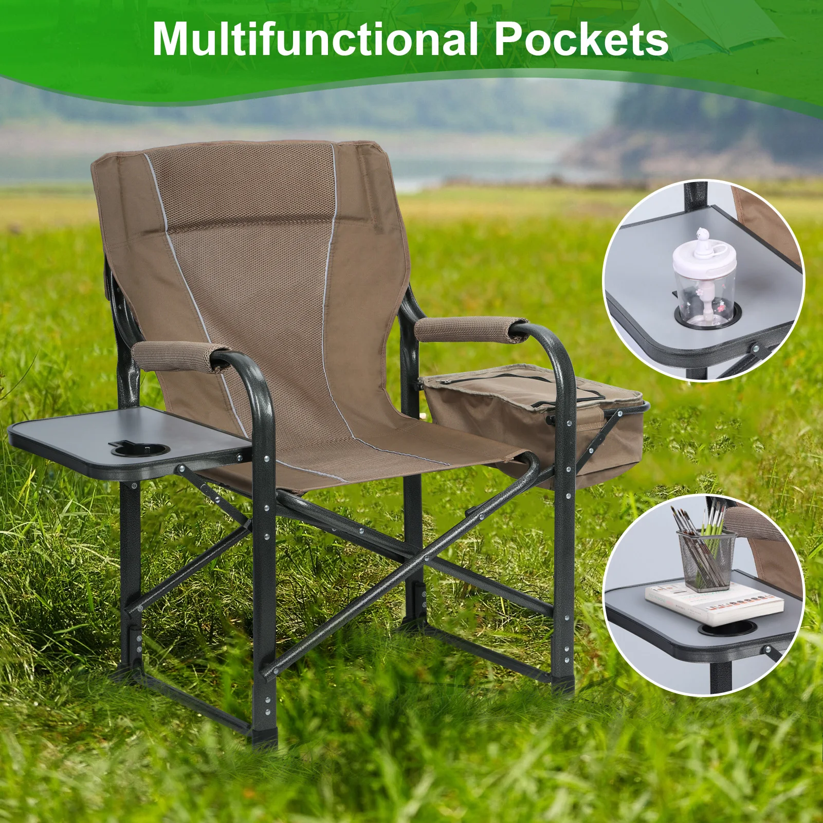 Portable Outdoor Camping Folding Chair Widened Ultra Light With Cooler Bag Leisure Sketch Beach Camping Fishing Breathable Chair