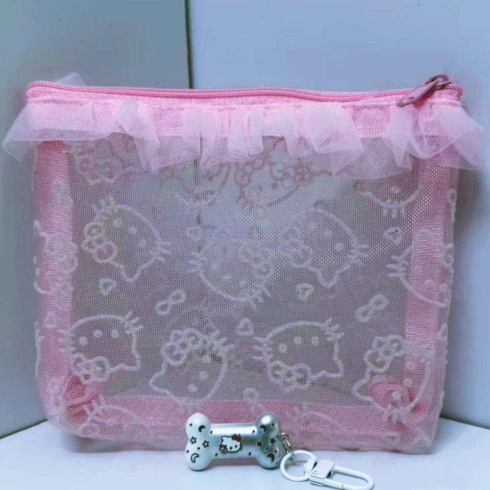 HOT CUTE Cartoon-Stickerei Mesh-Aufbewahrungstasche Transparente Toilettentasche Tragbare Kosmetiktasche Geeignet für Mädchen auf Reisen – Detail 4