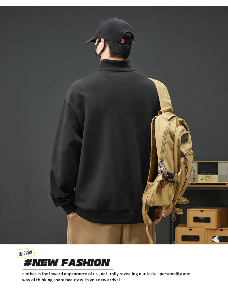 2026 Spring New Men's Large Size Sweatshirt Half Zip Designer Pullover Male Turtleneck Long Sleeve Big Plus 8XL Loose Sport Top