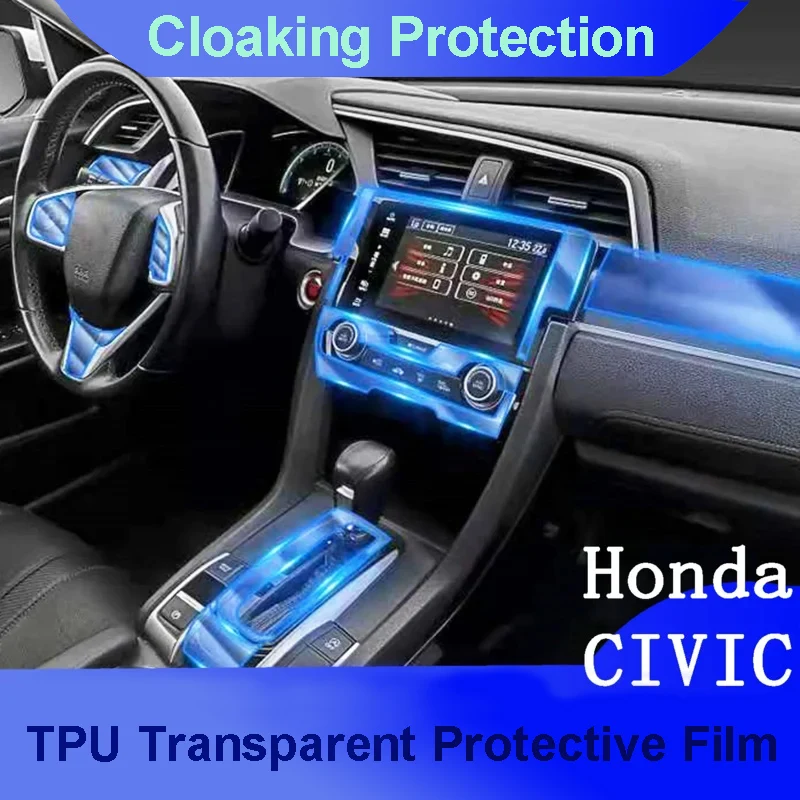 

For Honda Civic Interior Center Console Air Panel Steering Wheel Panel Tpu transparent Anti- Scratch Protective Film Car Sticker