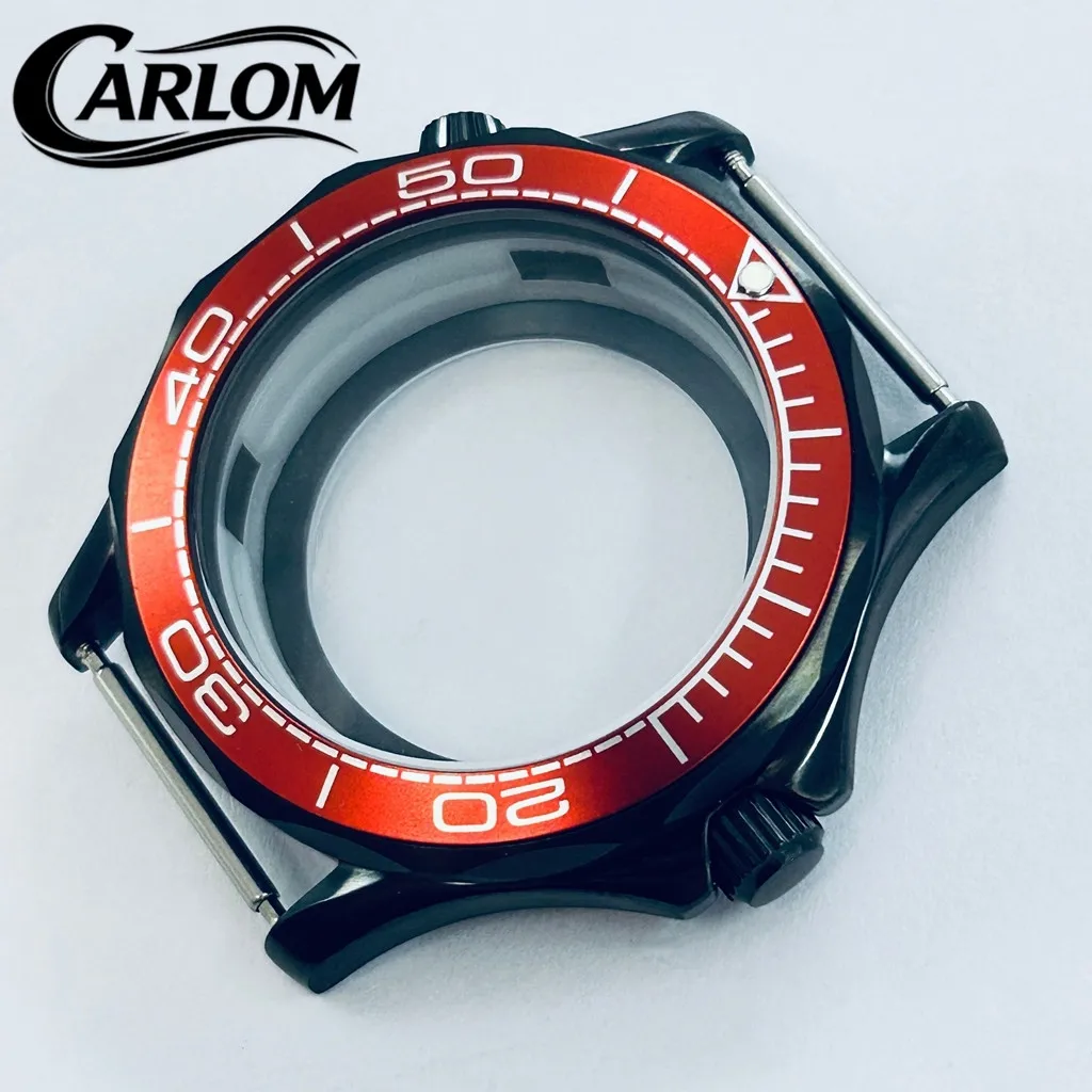 41mm Black Watch Case For NH34 NH35 NH36 NH38 NH39 NH70 NH72 Movement SEA300/600 Dark Blue Red Bezel Watch Parts