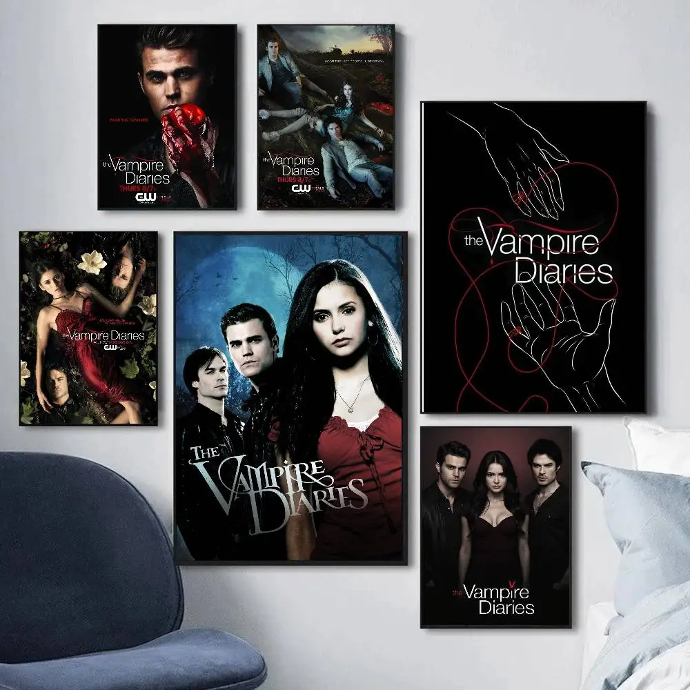 The V-Vampire Diaries Classic Movie Art Sticky Wall Waterproof Home Living Room Bedroom Bar Aesthetic Decoration