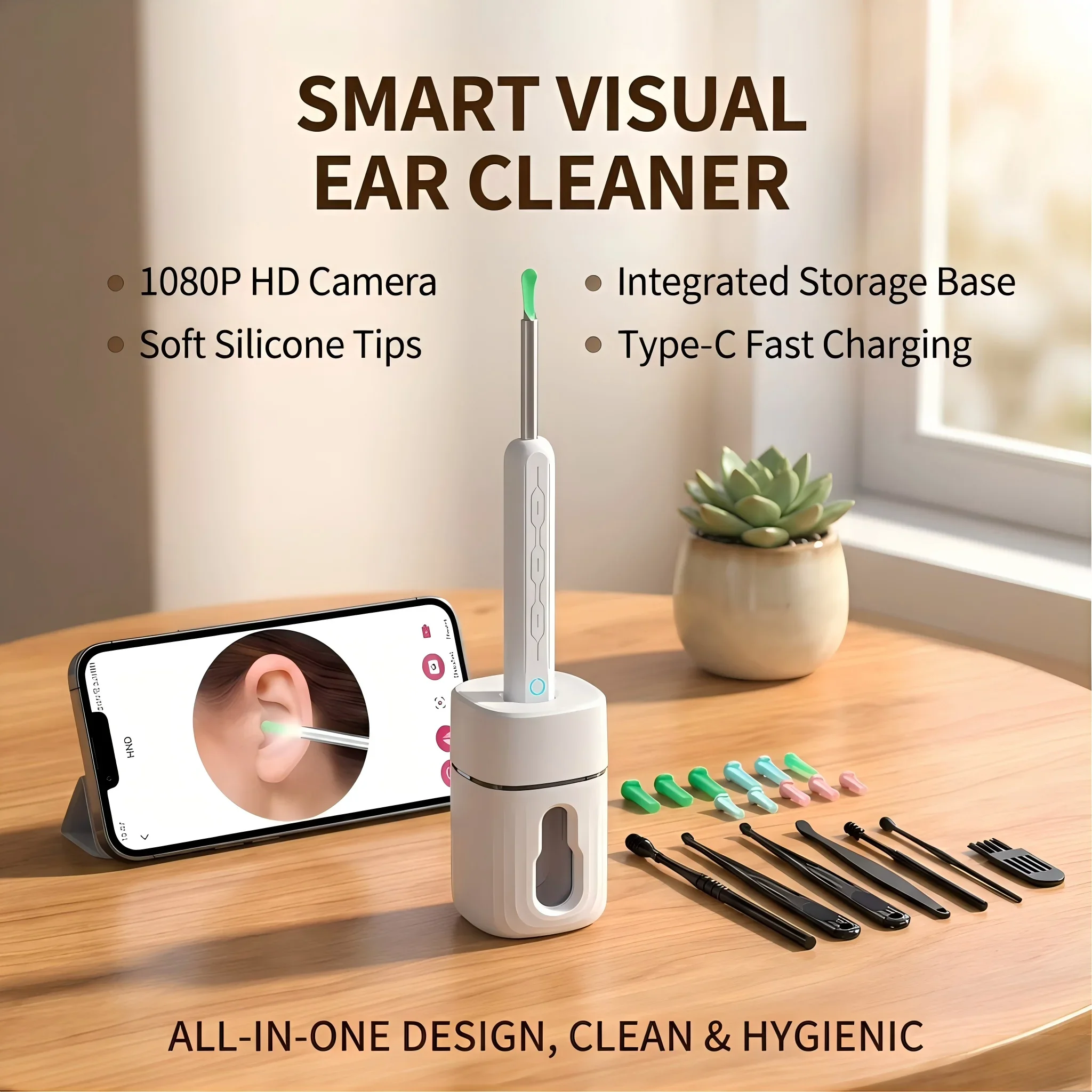 

Беспроводная Wi-Fi камера-отоскоп для чистки ушей с подсветкой, бороскоп для удаления ушной серы, осмотра полости рта и ухода за здоровьем, прибор для чистки ушей