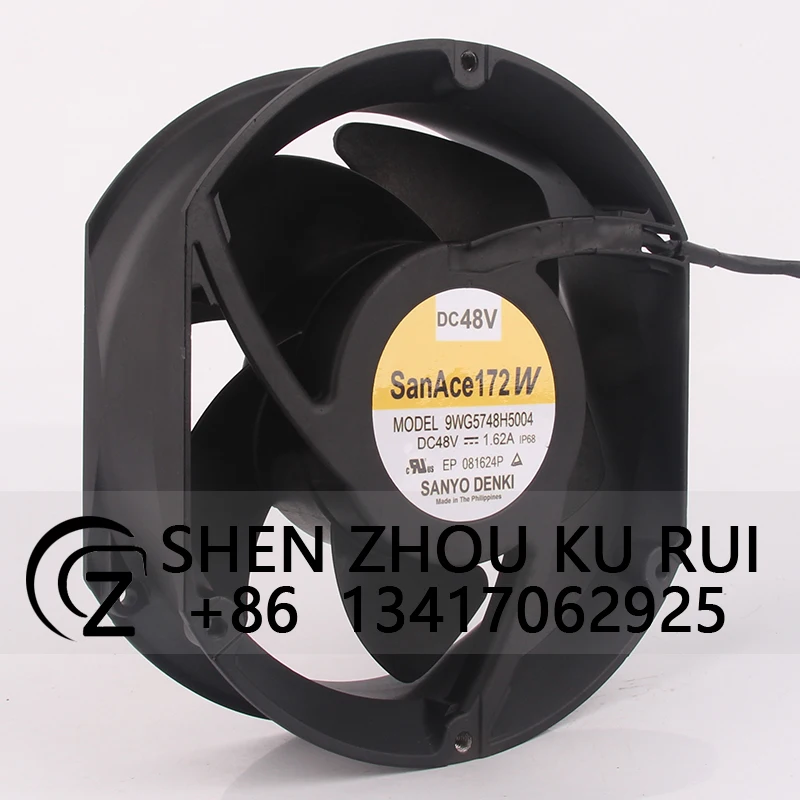 9WG5748H5004 Case Cooling Fan for SANYO DC48V 1.62A 172x172x51MM 17251 17CM Large Air Volume Waterproof Centrifugal Ventilation