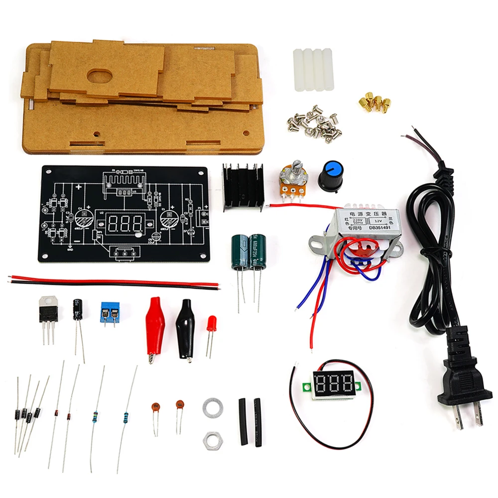 DIY Kit Electronic LM317 Adjustable DC Regulated Voltage 110V 220V DIY Soldering Kit Output Voltages 1.25V-12.5V Digital Display
