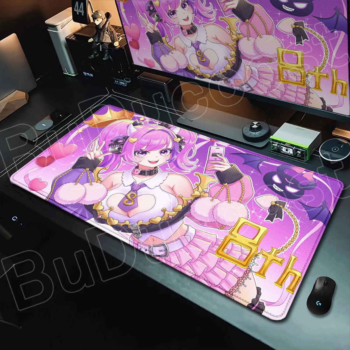 VShojo Ironmouse Cute Notebook Keyboard Rug Rubber PC Desktop Mat Office Locking Edge Decoration MousePad 90x40cm PC Accessories