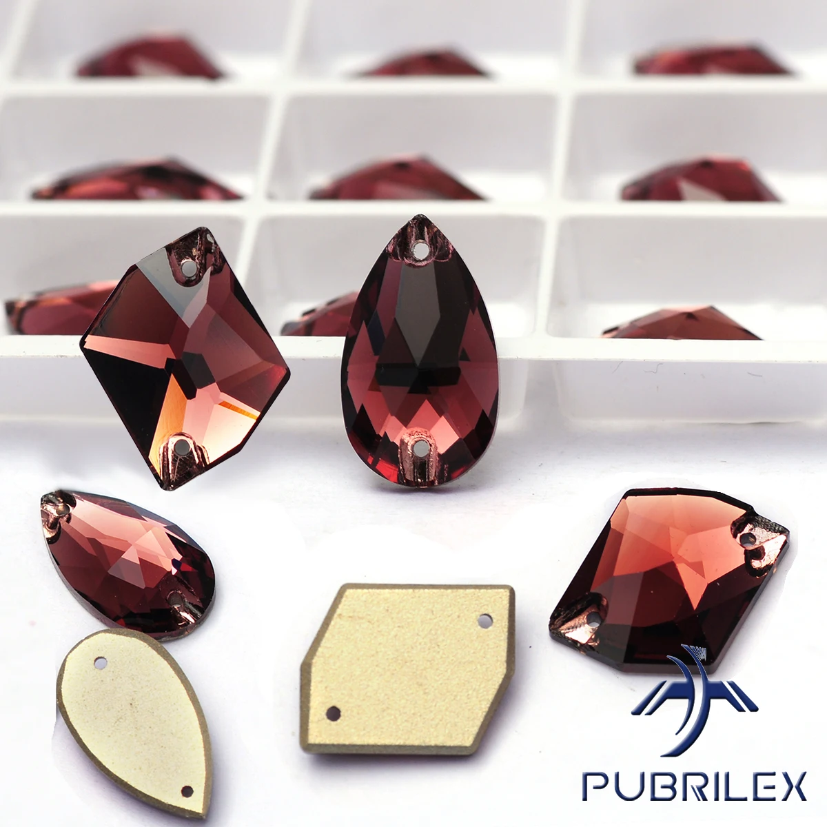 PUBRILEX Burgunder-Charm Aufnähbare Strasssteine Kristall Gymnastik-Trikot DIY Edelsteine Glas Nähdekorationen für Skater- und Tanzkleider – Detail 4