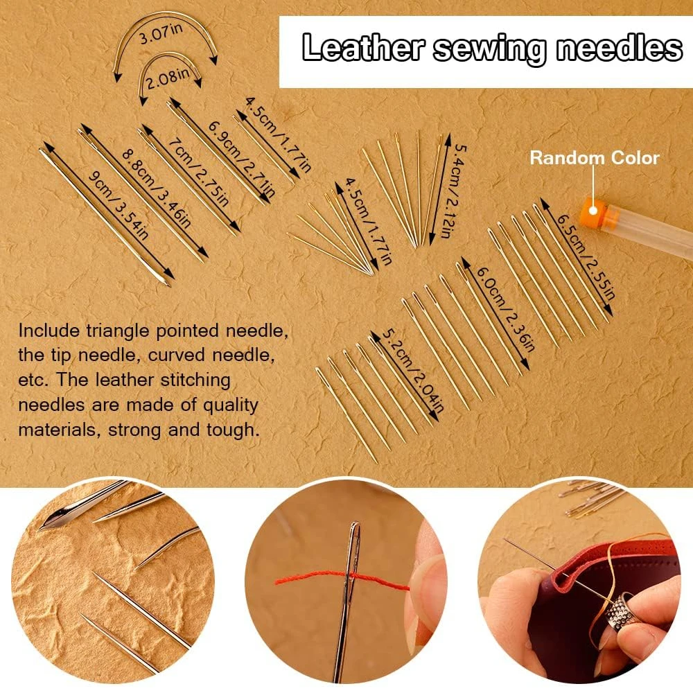 59 Pcs Leather Sewing Kit, Leather Needles Waxed for Hand Sewing, Sewing Repair Kit for Backpack Carpet Boots Shoes Canvas