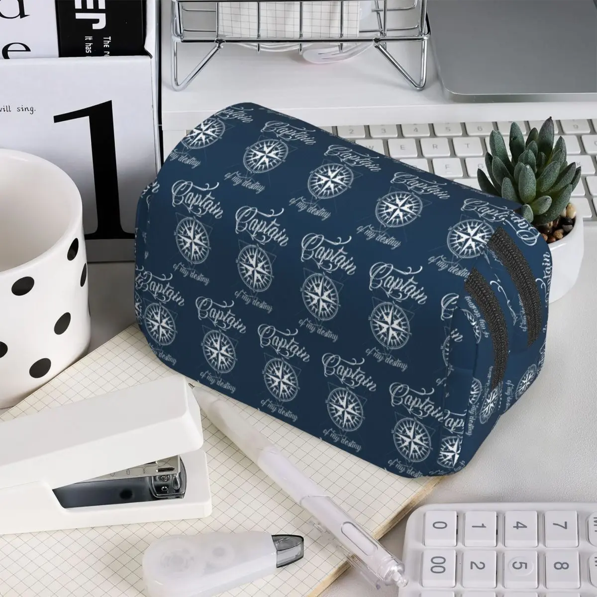 Nautical Compass Captain Anchor Boat Pencil Case for Studen Gifts Pen Box Pencil Bag Stationery Supplies Pen Holder Bag