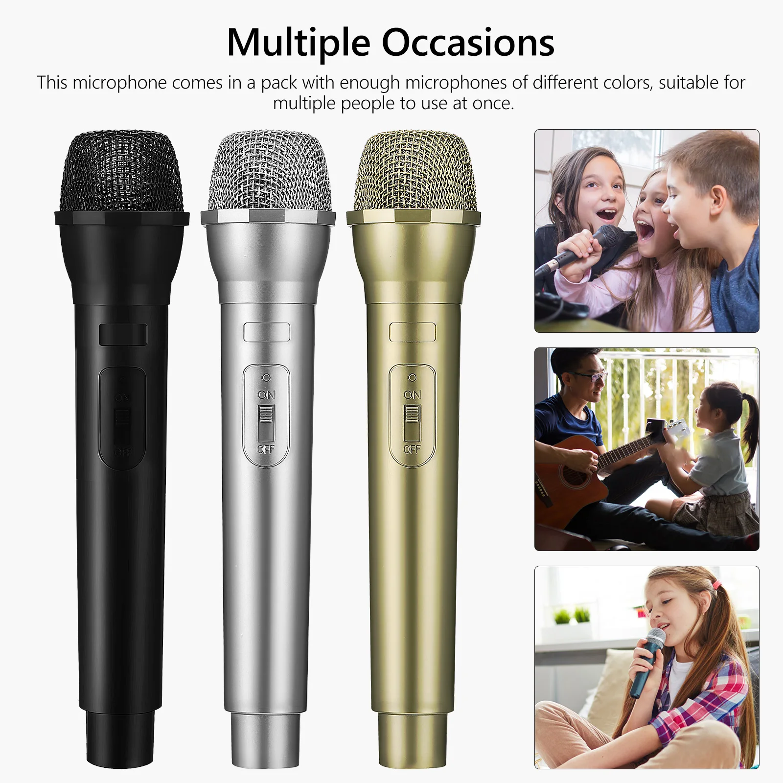 

3 pcs Kids Microphone Realistic Lightweight Fake Mic For Party Stage Role Play Pretend Play Prop Simulation Instrument