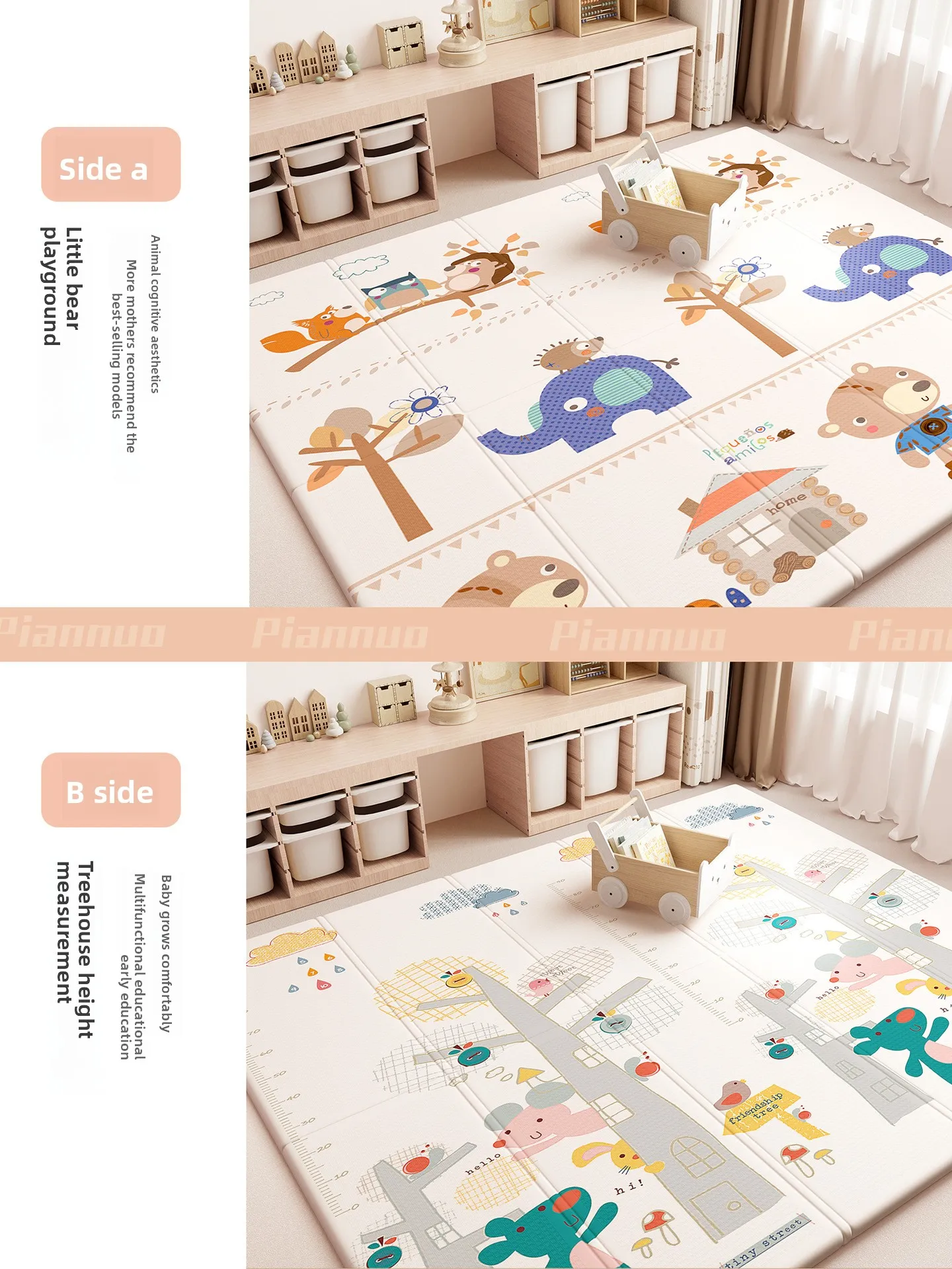 180x200cm Extra-Thick Baby Play Mat | Non-Slip Foam Floor Tiles | Foldable Crawling Pad for Nursery & Kids Room