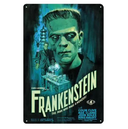 Frankenstein Retro-Film Metallposter Blechschild 20x30cm Aluminiumplatte