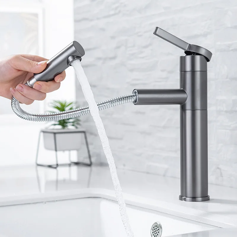 Gunmetal Brass Rotate Bathroom Basin Faucet