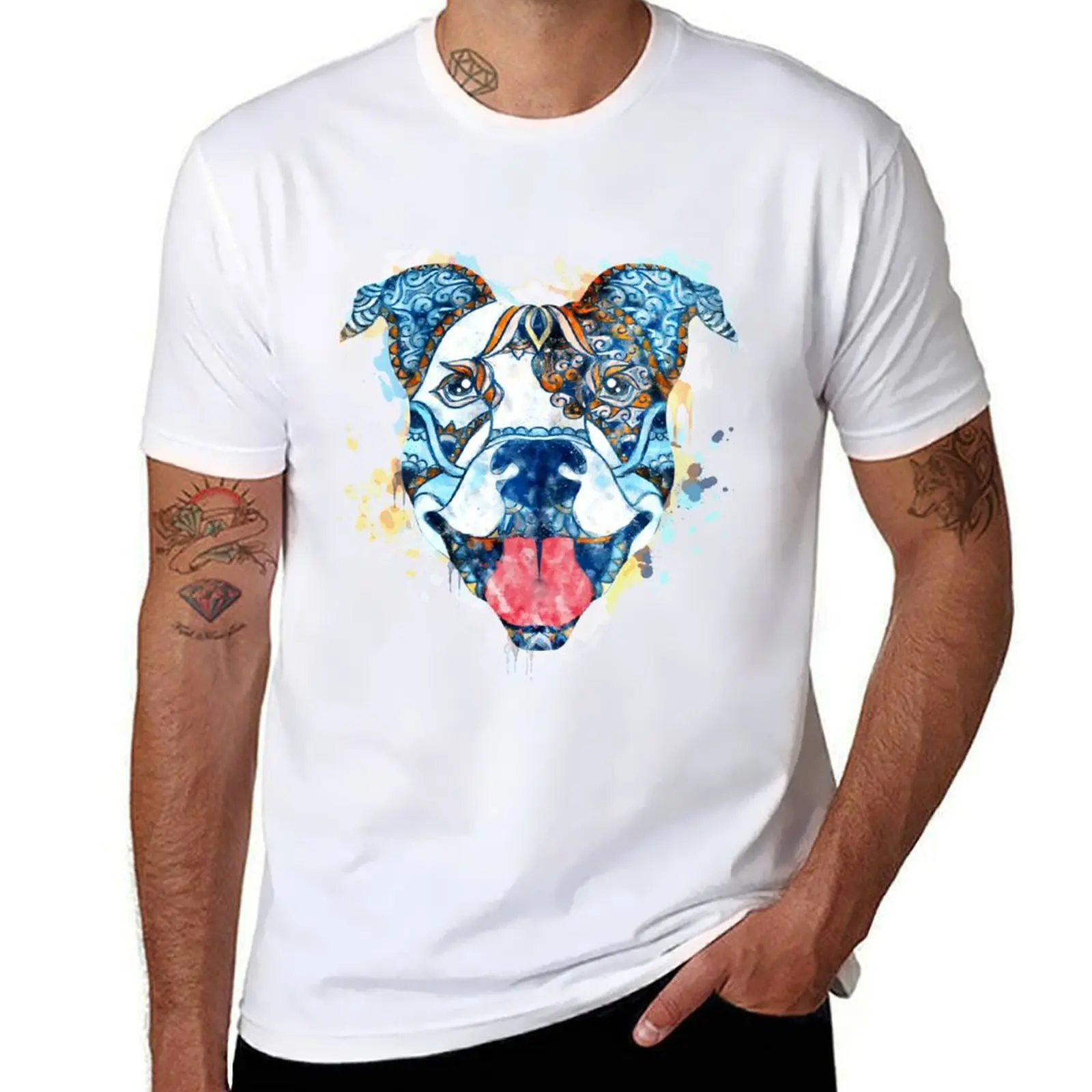 

Watercolor Pitbull Mandala, Pit Bull Smiling Painting, Pitbull Art, Pit bull Clipart T-Shirt