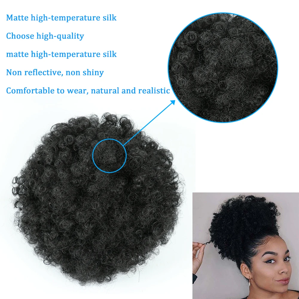 Afro Puff Drawstring Ponytail Synthetic Hair Extension Ombre Honey Colored Blonde Clip On Kinky Drawstring Curly Ponytail