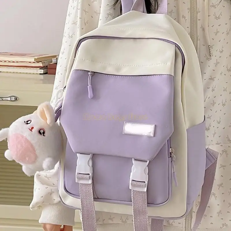 X90D Contrast Color Small Backpack College College College Nylon Captop Bag for Daily