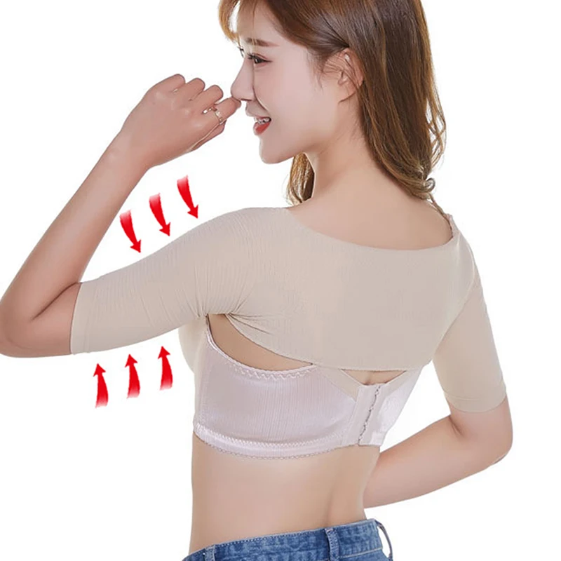 Women Arm Shaper Back Shoulder Corrector Shaper Humpback Posture Corrector Arm Control Shapewear Slimming Short Sleeves Cover