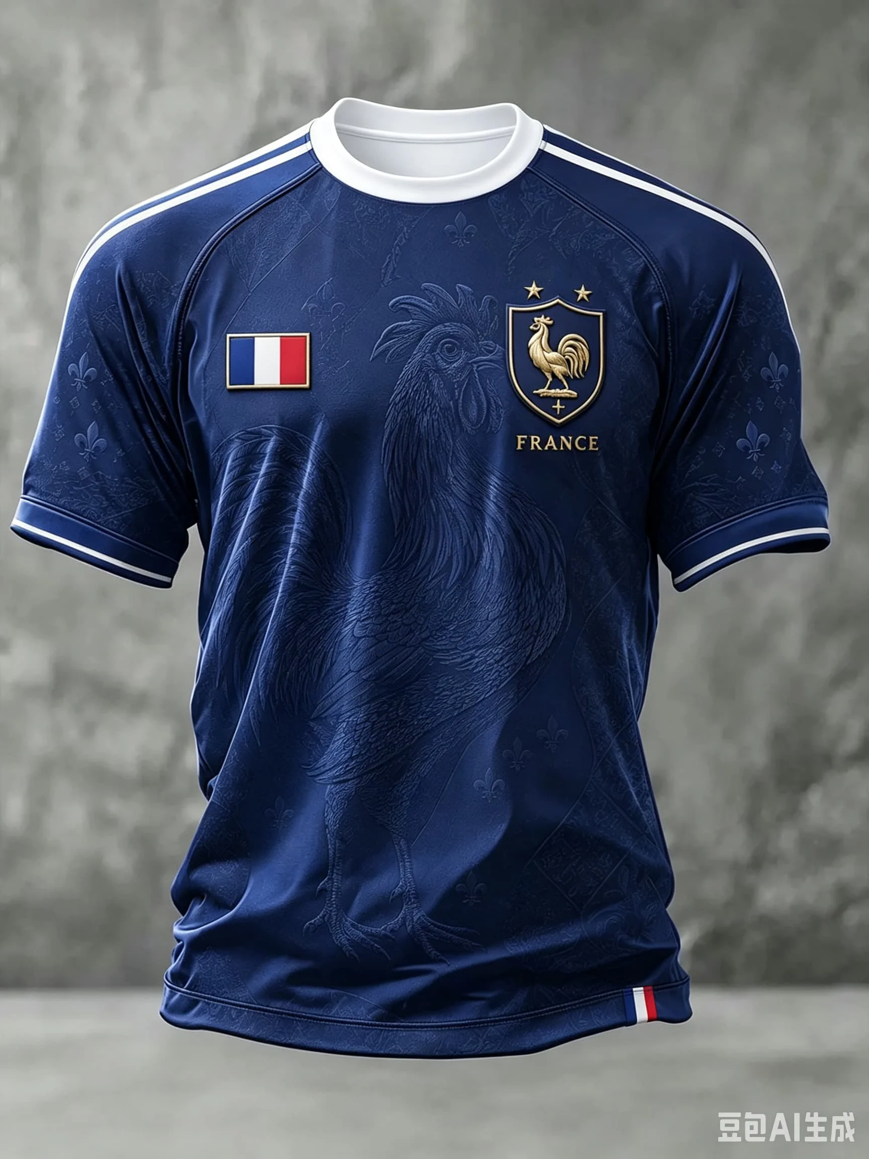 2026 New White France National Team Soccer Jersey Gallic Rooster V Neck Short Sleeve Football T-Shirt  Fan Sport Training Top view 6