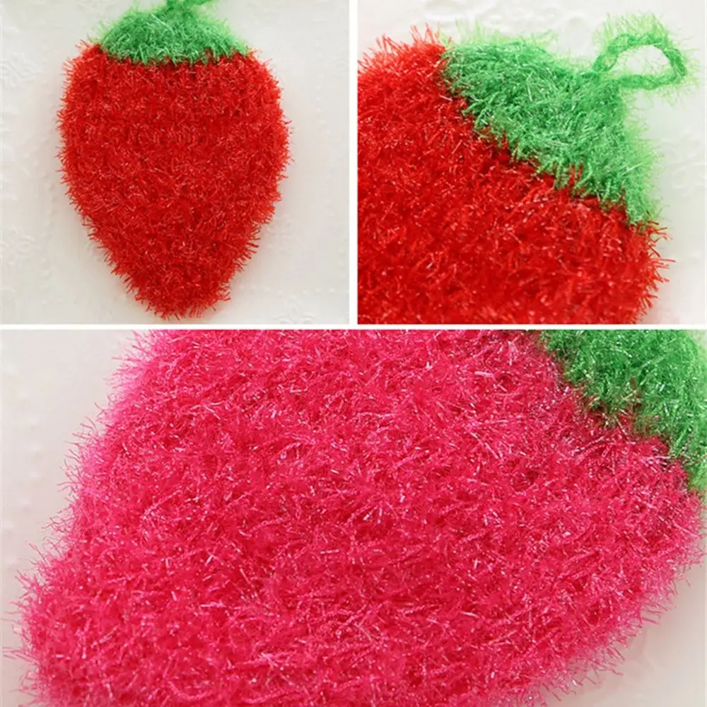 Non-Scratch Dish Sponge Strawberries Shape Scouring Pads Kitchen Dish Scrubber for Dishwashing Household Cleaning Tool