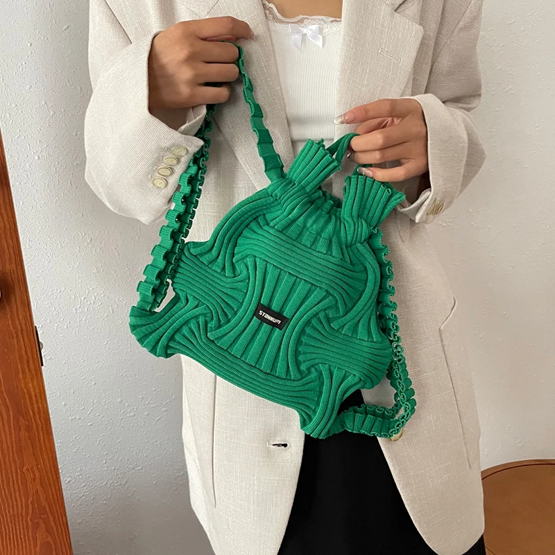 

Fashion Knitting Shoulder Bag Fashion Hollow Out Handbag Ladies Casual Backbag Korean Style Crochet Clutch anti-theft Backpack