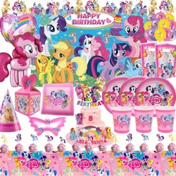 Cartoon kleines Pony Geburtstags feier Dekoration Teller Tasse rosa Pony Latex Ballon Tischdecke Baby party Kind Mädchen Party liefert