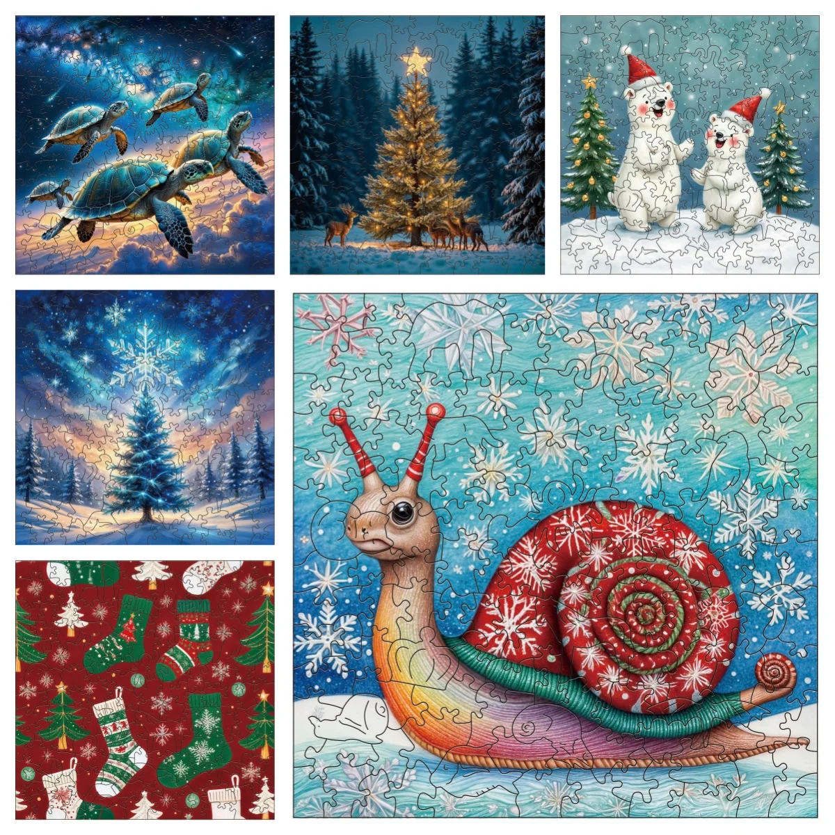 ZFX Turtle Christmas Tree Socks Snail Snowman Puzzles Unique Shape High Quality Jigsaw Puzzle Wooden Puzzle Best Gift For Child