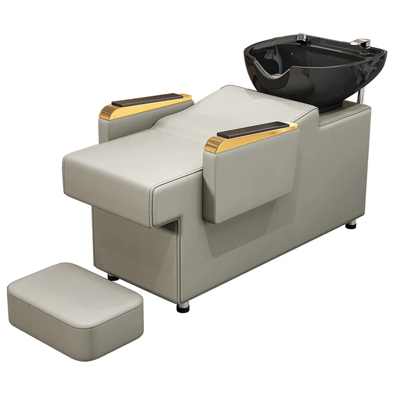 ！@Modern Simple White Comfortable Ceramic Basin Durable Eco-Friendly Shampoo Chair with Bowl for Hair Salon Barber SPA