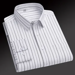 New style Men's Striped Stretch Business Long Sleeve Formal Dress Shirt Easy Care Casual Fashion Standard Fit Male WorkwearShirt
