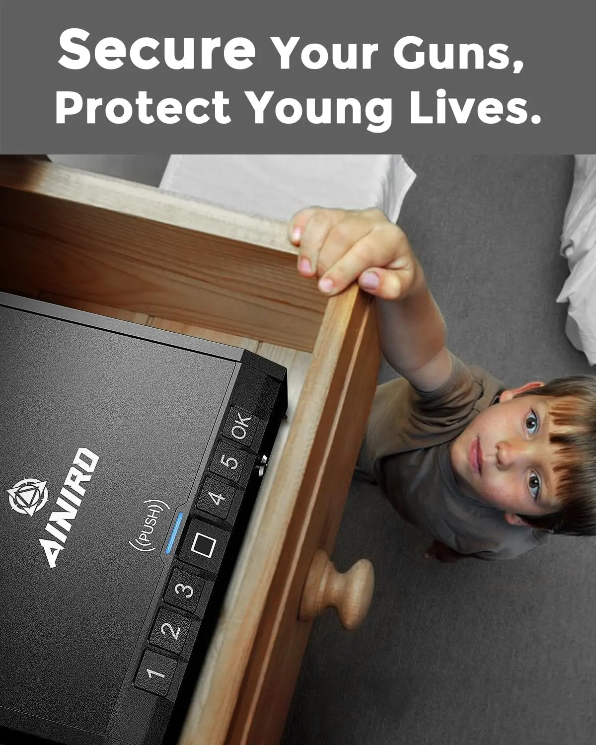 Biometric Handgun Safe with Quick Access, Fingerprint & Keypad Lock, Portable for Home Car Bedside