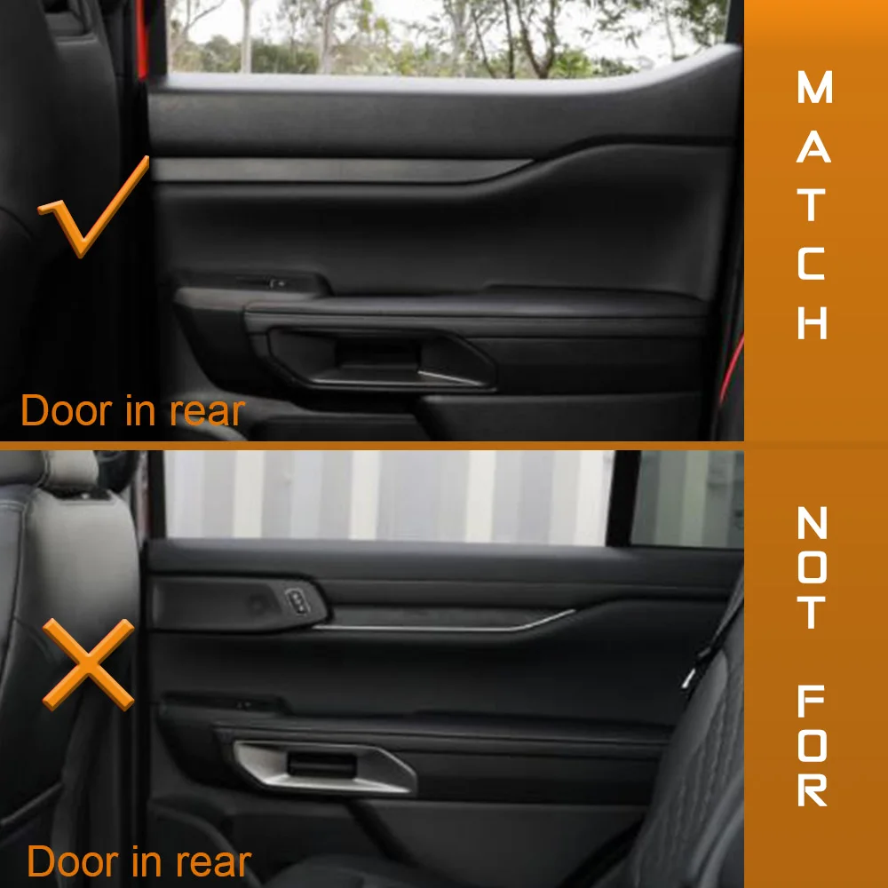 4PCS ABS Inner Door Line Decorative Trim Cover Carbon Fiber Color Interior Decorative for Ford Ranger Sport XLT XLS XL+ 2023