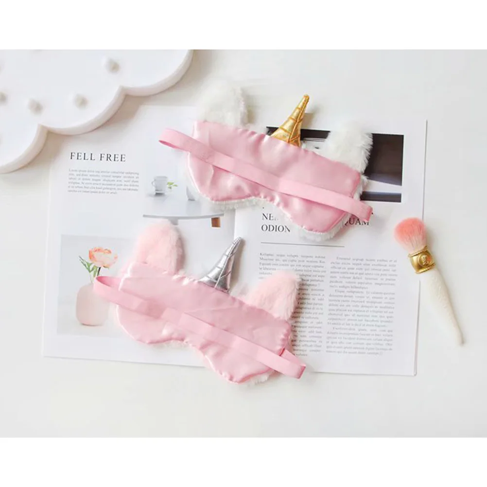

2pcs Cartoon Unicorn Eye Mask Mask Funny Night Eyeshade Travel Work Naps Comfortable Ear-Friendly Elastic Strap Cute