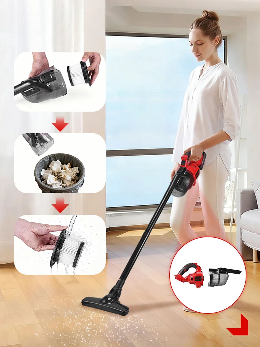 ONEVAN 16000PA Kabelloser Elektrischer Staubsauger Tragbares Handstaubsaugergerät für Haushaltsbodenreinigung Kompatibel mit Makita 18V Akku