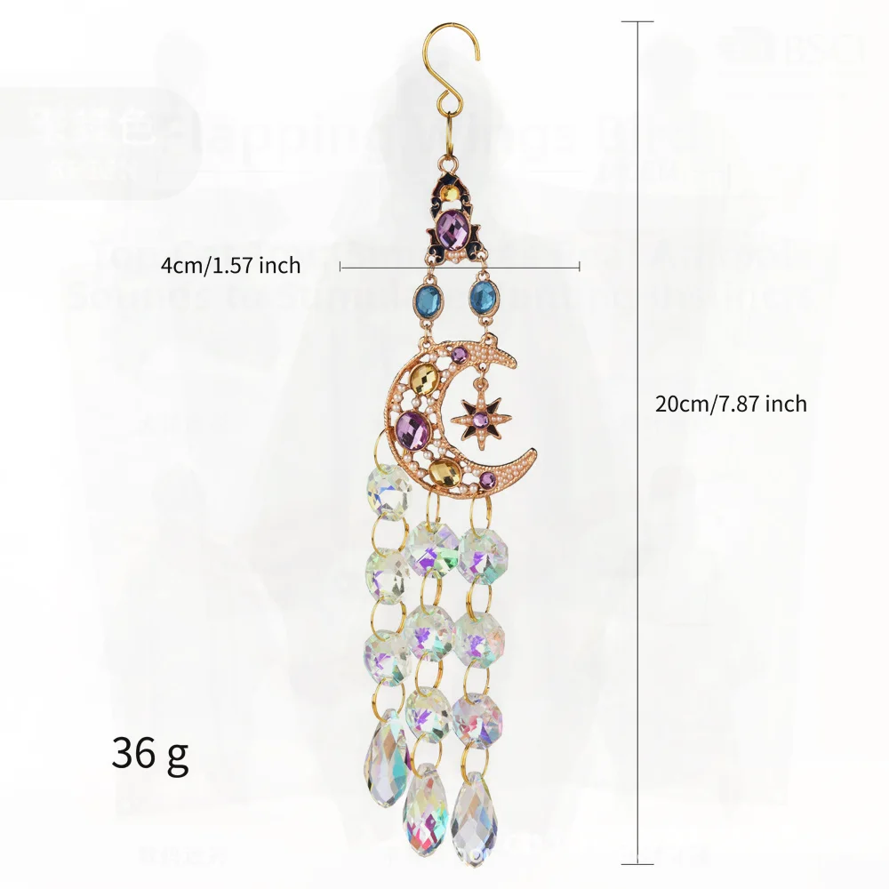 New home decoration pendant colored diamond sun moon stars love sun catcher crystal wind