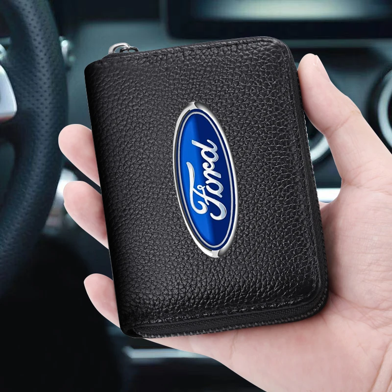 Leather Car Driver License Credit Card Holder Case Wallet Car Accessories For Ford Mondeo Fiesta ecosport Mustang Focus 2 3 4