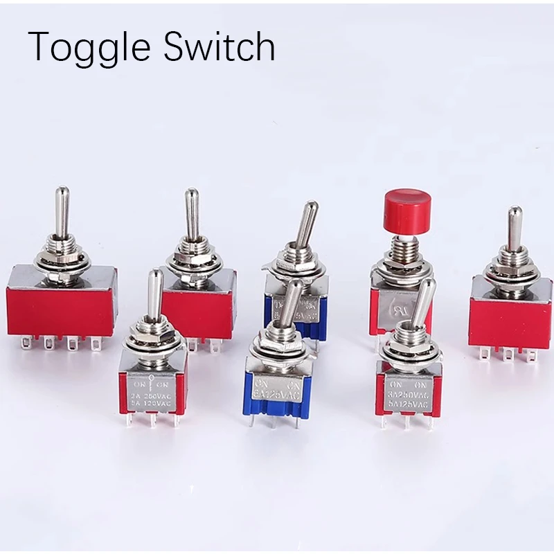 5pcs 10pcs MTS-102 103 MTS-202 203 Toggle Switch 6A 125VAC on on SPDT 6mm Mini Switch DPDT on off on Waterproof Cap