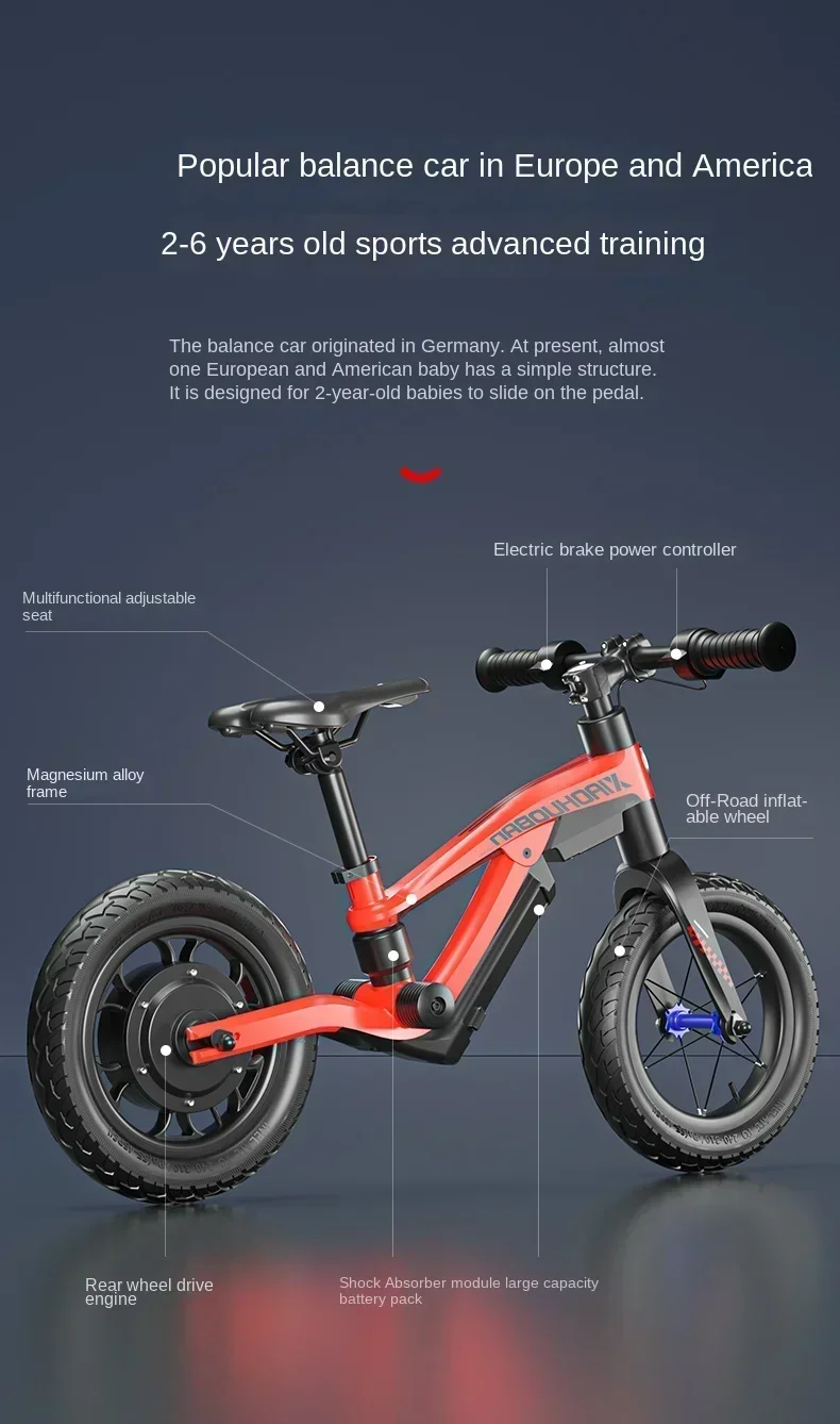 24V 250W 2.5Ah Lithium Battery Powered Children Riding cycle 12inch Electric Kids Balance Dirt Bike view 2
