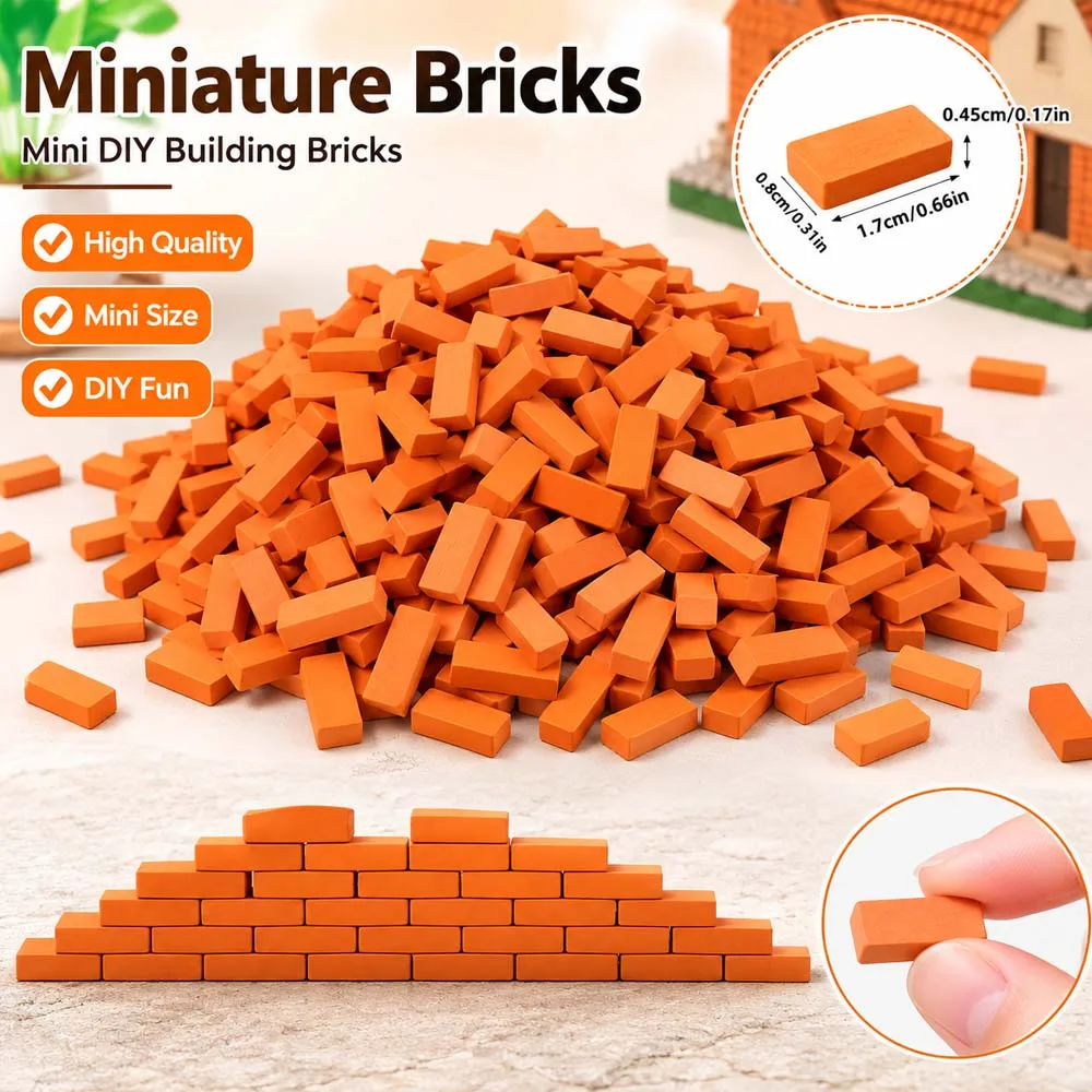 Realistic Miniature Bricks Red Gray Mini Building Blocks 1:16 Scale DIY Brick Wall Model for Dollhouse Landscape Crafts