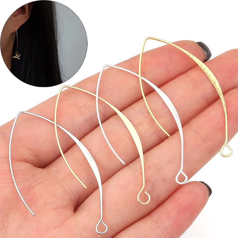 10-20PCS 45mm V-shaped Earring DIY Ear Hook Wire Settings Base For Jewelry Making Earrings French Earring Hooks Findings