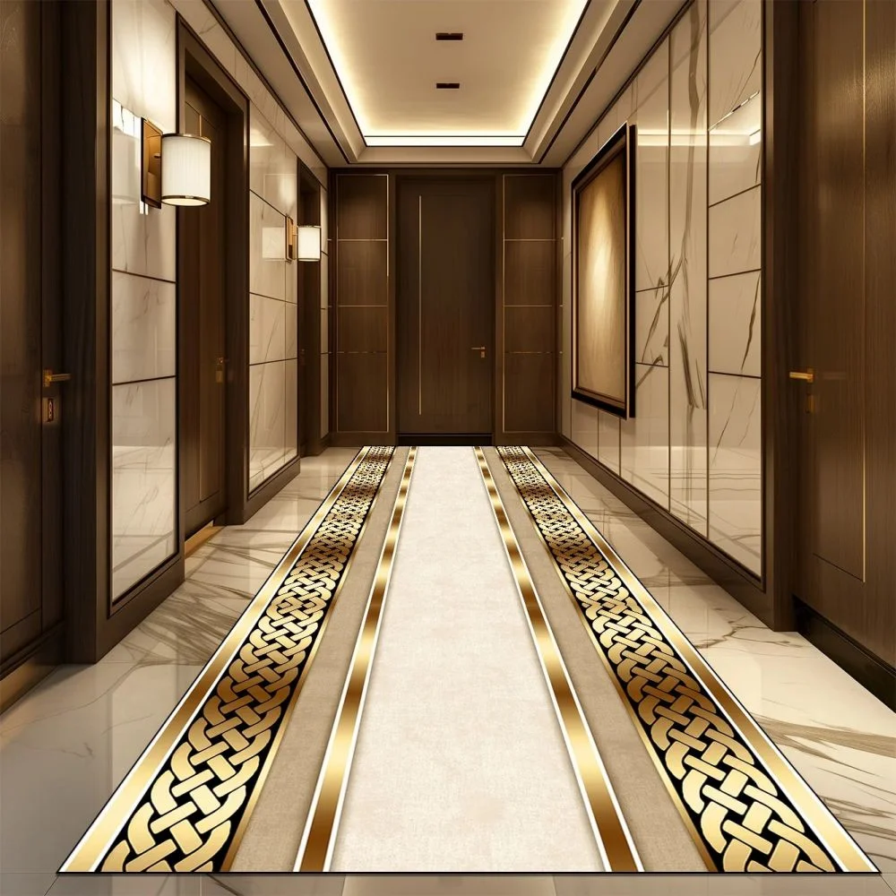 VIKAMA Light Luxury Long Corridor Carpet, waschbare, rutschfeste Eingangsmatte, Teppich für Wohnzimmer und Schlafzimmer, Heimdekoration – Detail 1