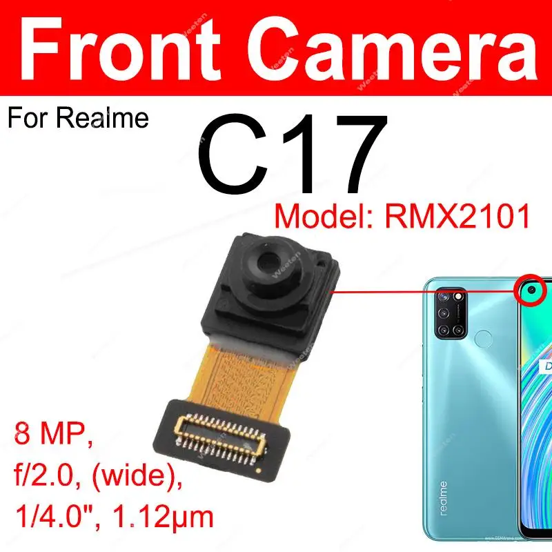 For Realme C11 C12 C17 C11 2021 Front Selfie Primary Back Camera Module Flex Cable Big Small Replacement Parts