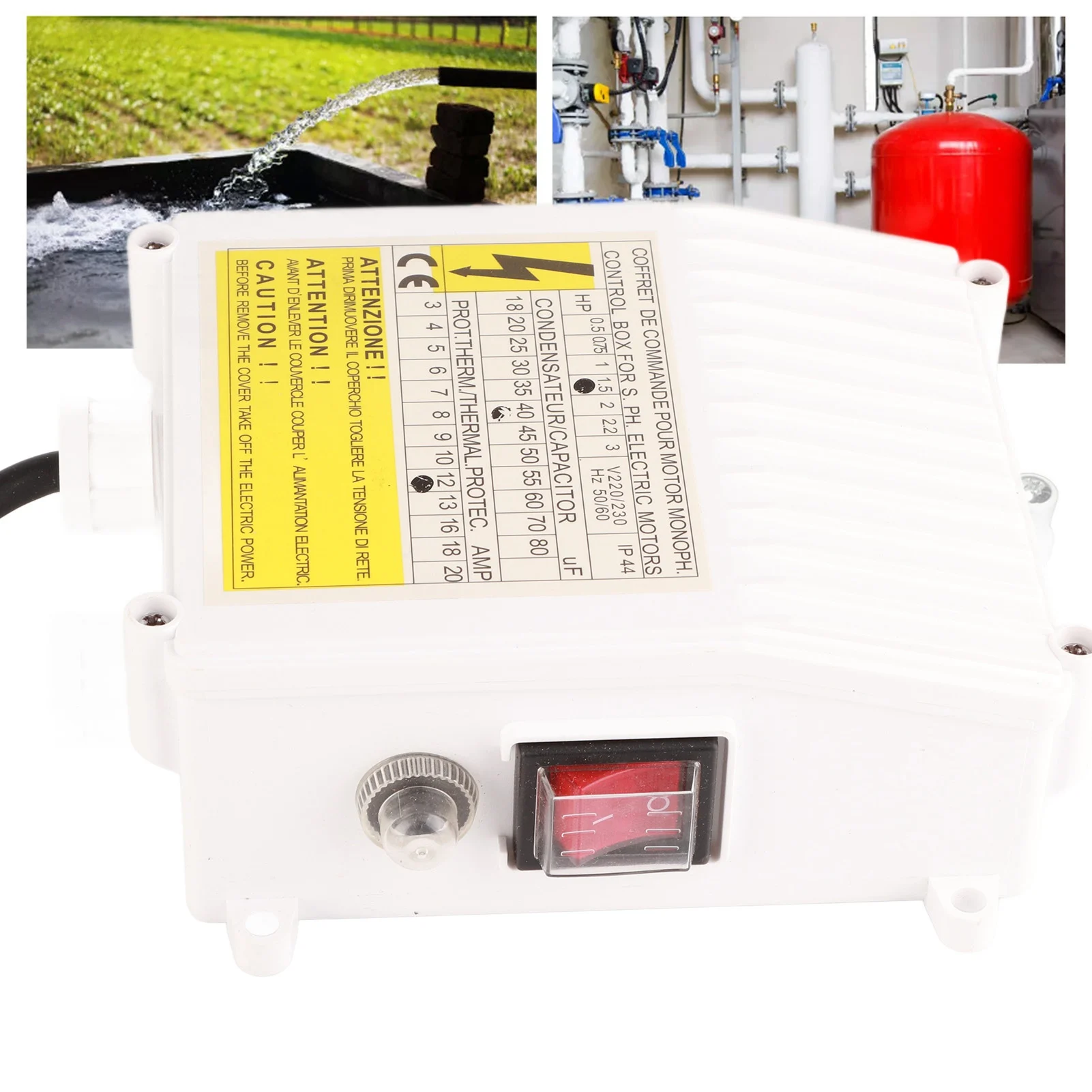 Pump Control Box Bulit in Thermal Protection Circuit Breaker Controller for Deep Well Submersible Household Suction Pumps