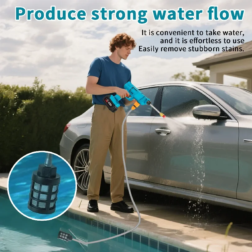 200BAR 2500W Cordless High Pressure Cleaner Washer Spray Water Gun Car Wash Pressure Water Cleaning Machine for 21V Battery